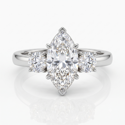 1.00 ct Three Stone Marquise Cut Lab Grown Diamond Engagement Ring