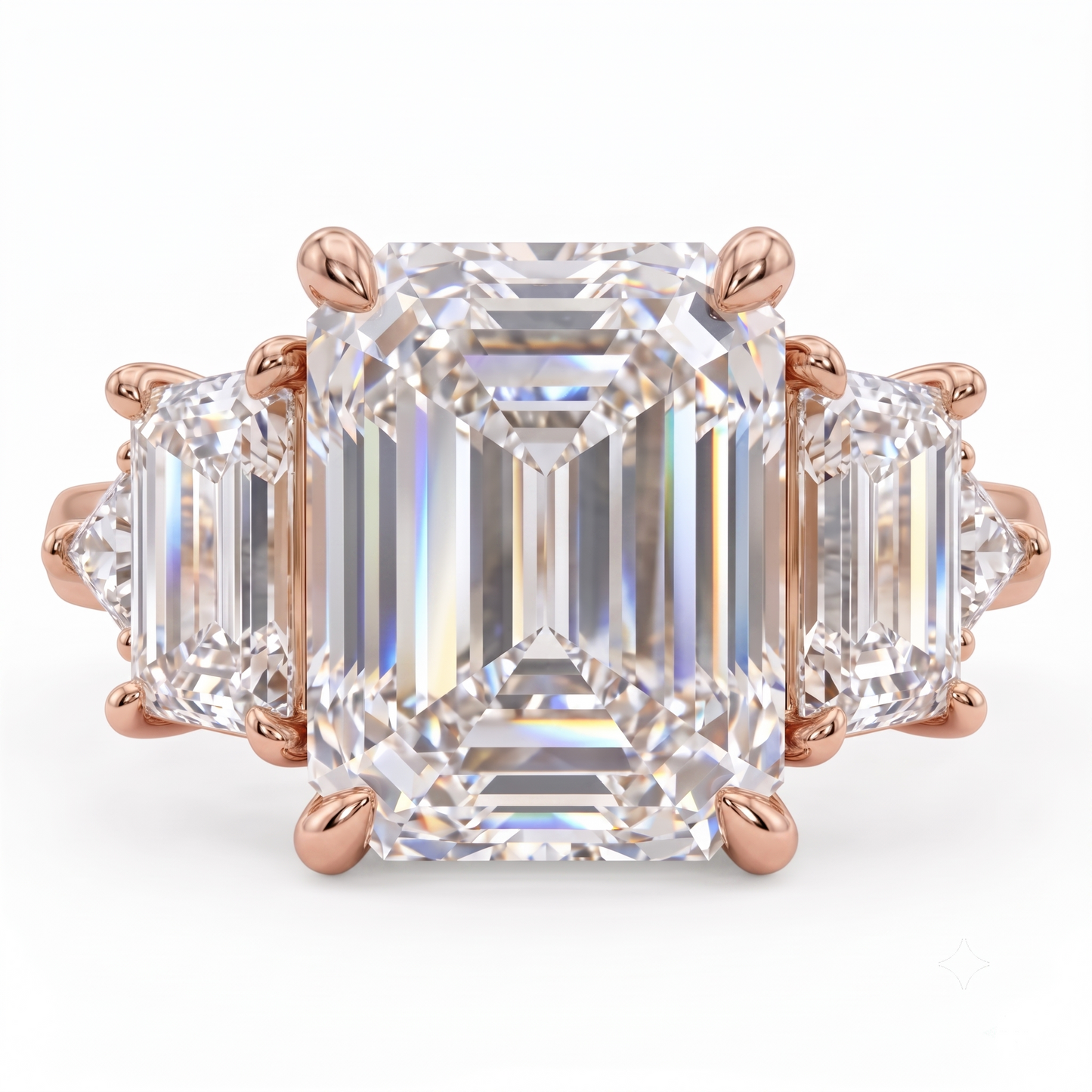 1.00ctw Three Stone Emerald Cut Lab-GrownEngagement Ring