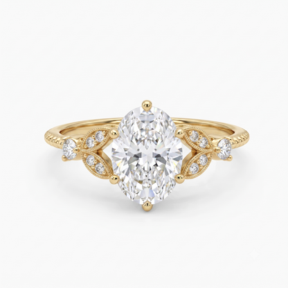 1.320 Ct Oval Lab Diamond Ring – Vintage Art-Deco Engagement Piece