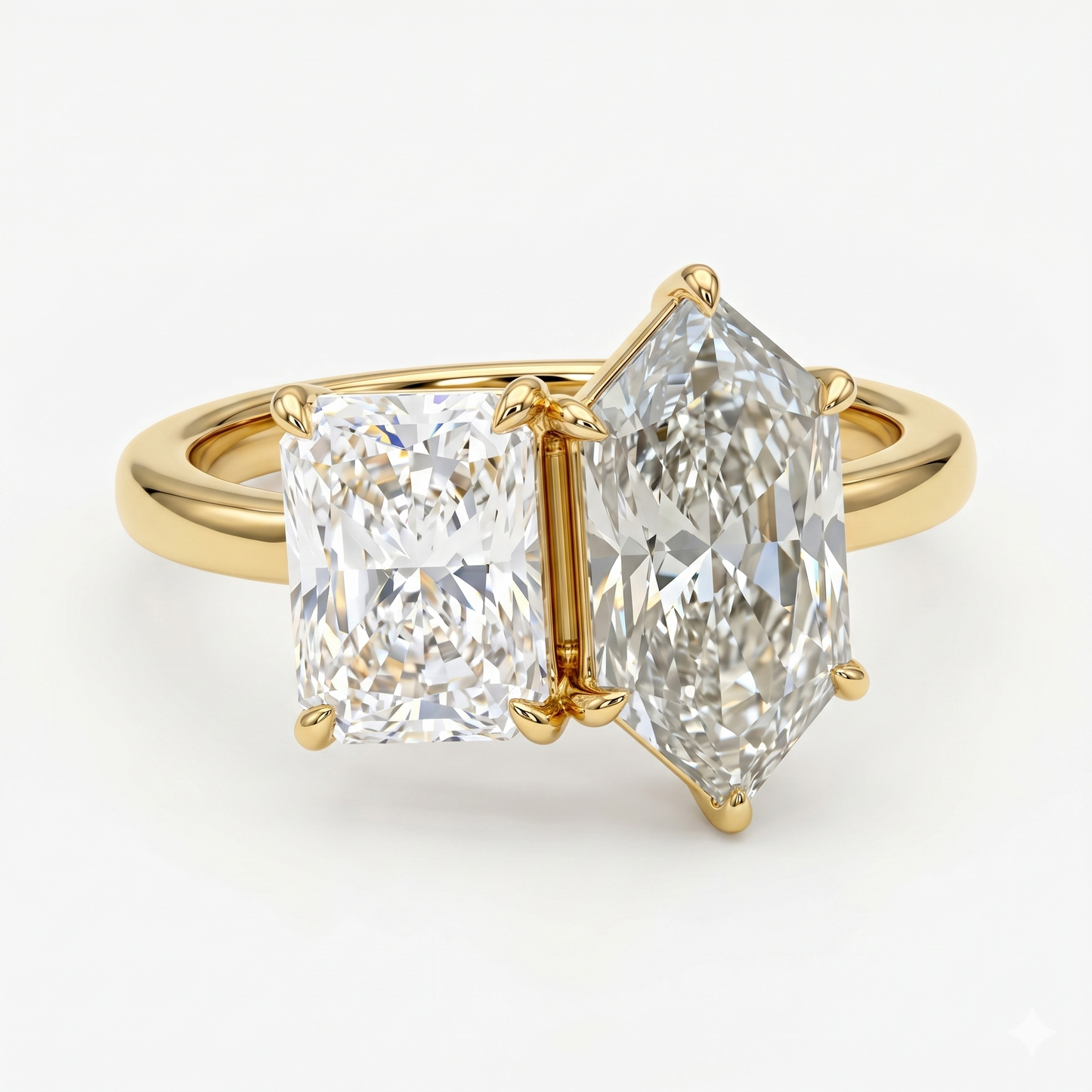 Radiant cut and Hexagon cut Lab-Grown Engagement Ring