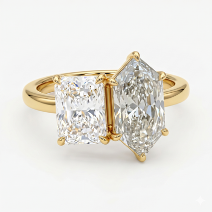 Radiant cut and Hexagon cut Lab-Grown Engagement Ring