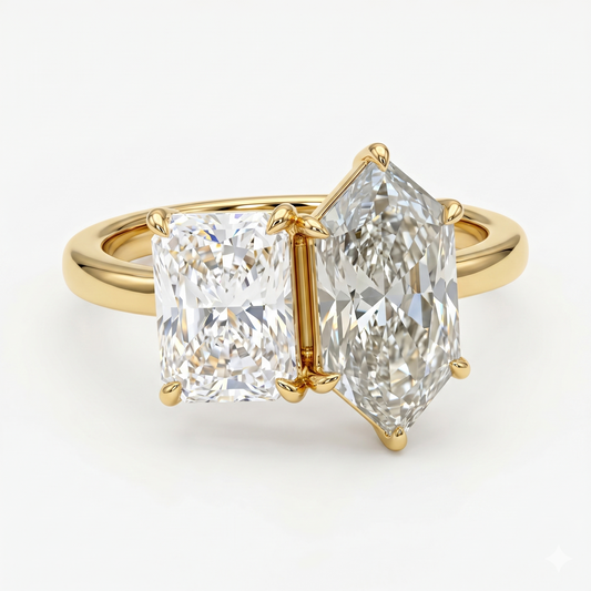 Radiant cut and Hexagon cut Lab-Grown Engagement Ring