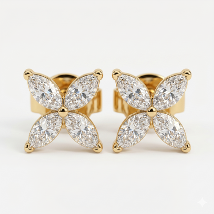Marquise Cut Lab-Grown Stud Earrings