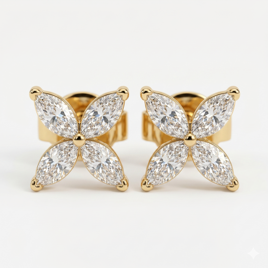 Marquise Cut Lab-Grown Stud Earrings