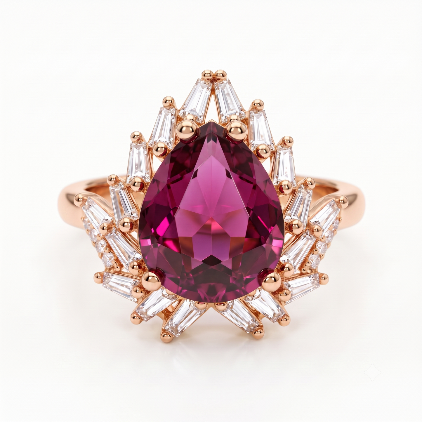6.00 CT Pear Cut Ruby Lab Grown Diamond Halo Engagement Ring