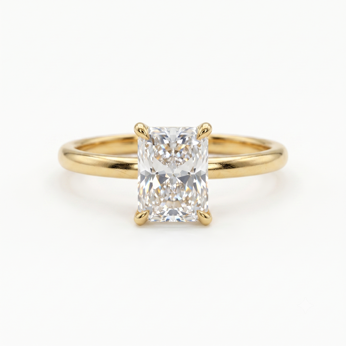 F/VS 1.00Ct Radiant Cut Lab Grown Diamond Ring in 14k Yellow Gold