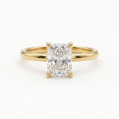 F/VS 1.00Ct Radiant Cut Lab Grown Diamond Ring in 14k Yellow Gold