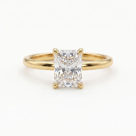 F/VS 1.00Ct Radiant Cut Lab Grown Diamond Ring in 14k Yellow Gold