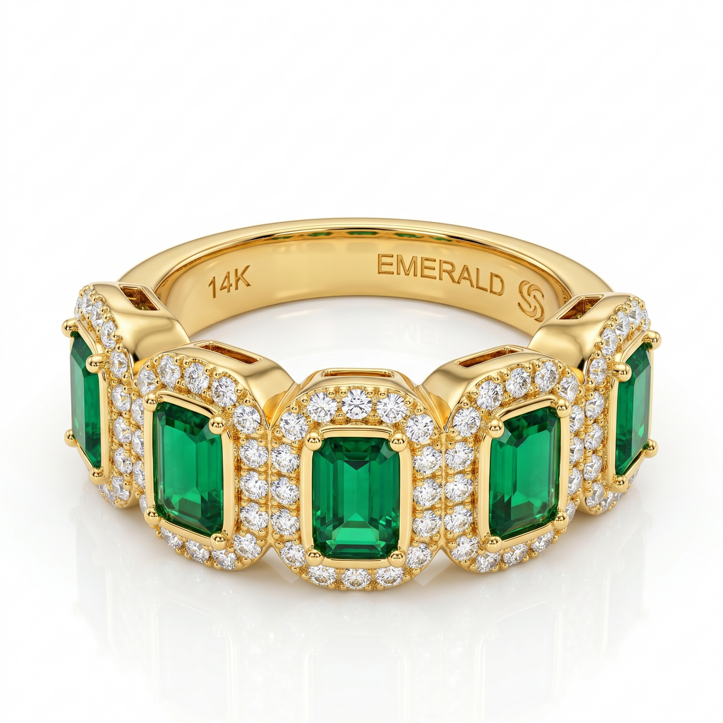 1.10ct Emerald Cut Green Lab Grown Diamond Ring