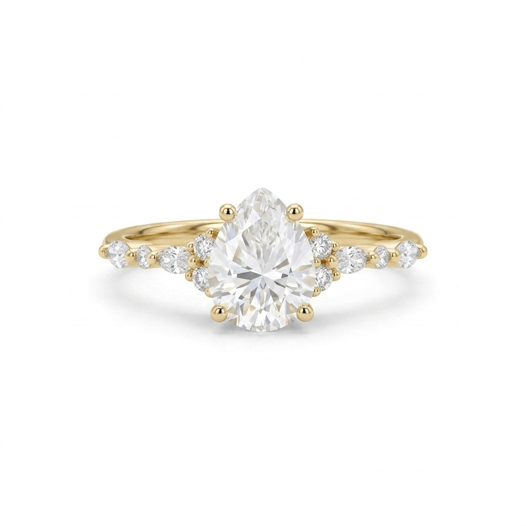 Pear Shaped Lab Grown Diamond Engagement Ring