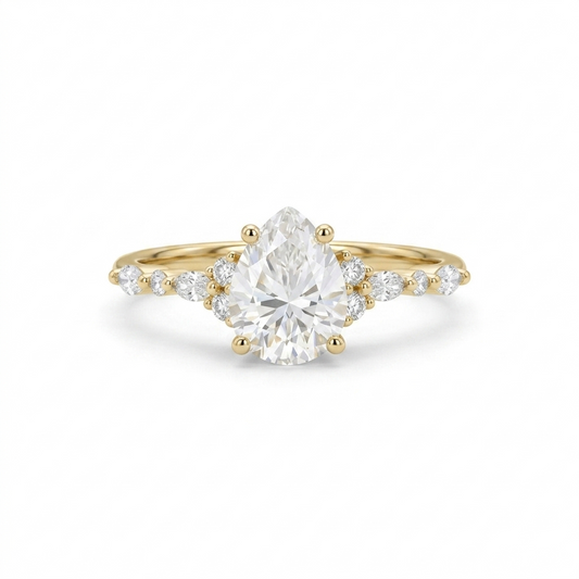 Pear Shaped Lab Grown Diamond Engagement Ring