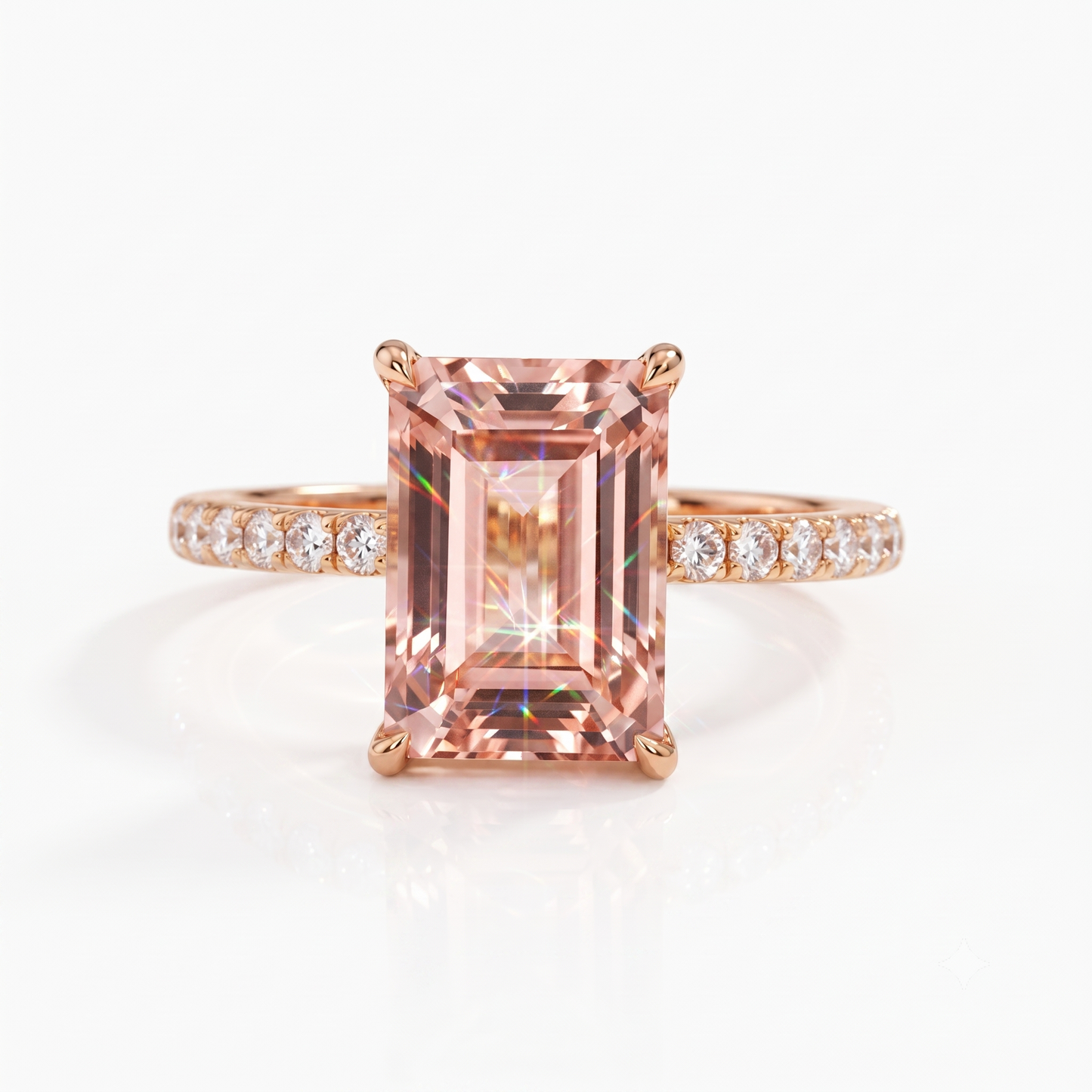 Vintage Morganite Ring- 14K Rose Gold Vermeil Peachy Pink Morganite Engagement Ring
