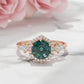 1.32 Ct Hexagon Lab Diamond Ring  - Green Moissanite Halo Engagement