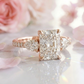 2.45 Ct Radiant Lab Grown Diamond Three Stone Engagement Ring