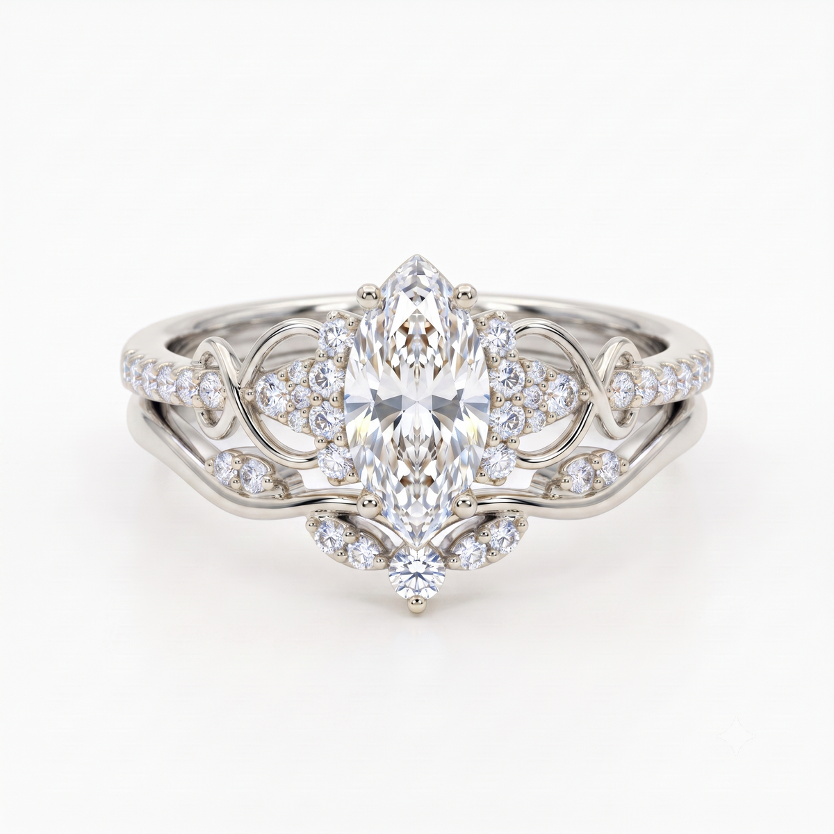 marquise wedding ring set