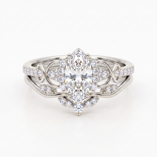 marquise wedding ring set