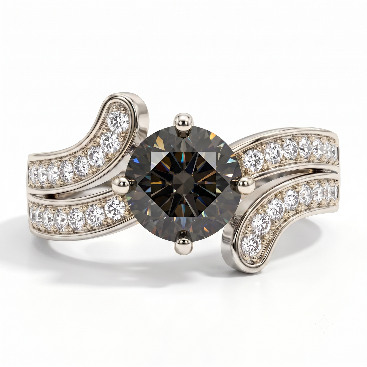 1.150ct Round Cut Lab Grown Black Diamond Engagement Ring