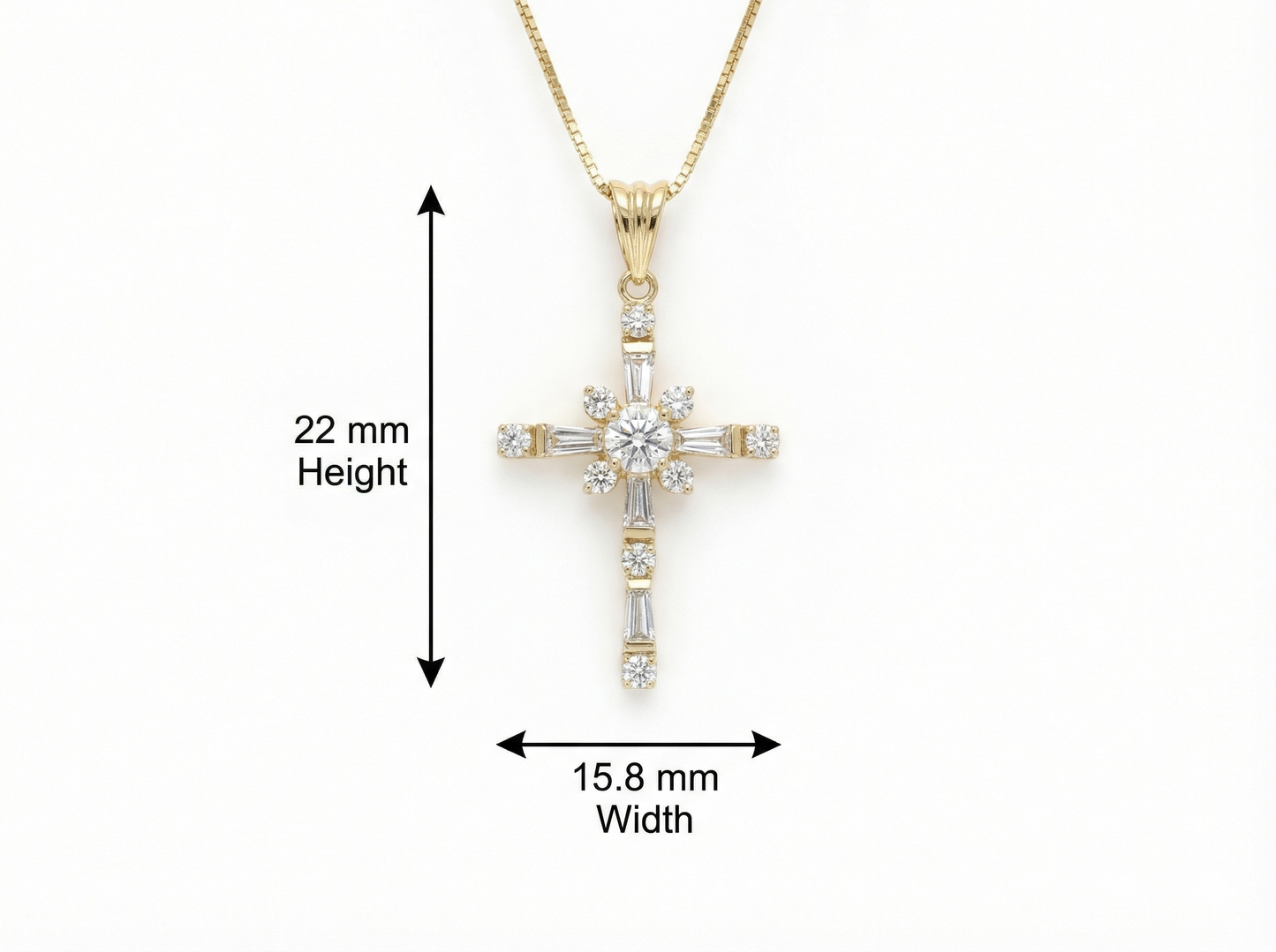 Lab-Grown Cross Pendant Necklace 0.625 ct -  Baguette Cross