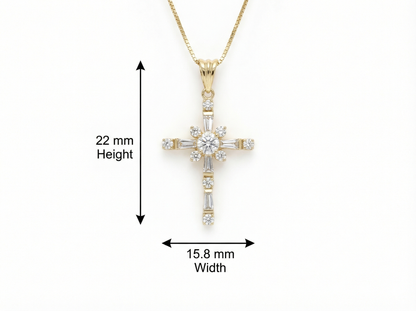 Lab-Grown Cross Pendant Necklace 0.625 ct -  Baguette Cross