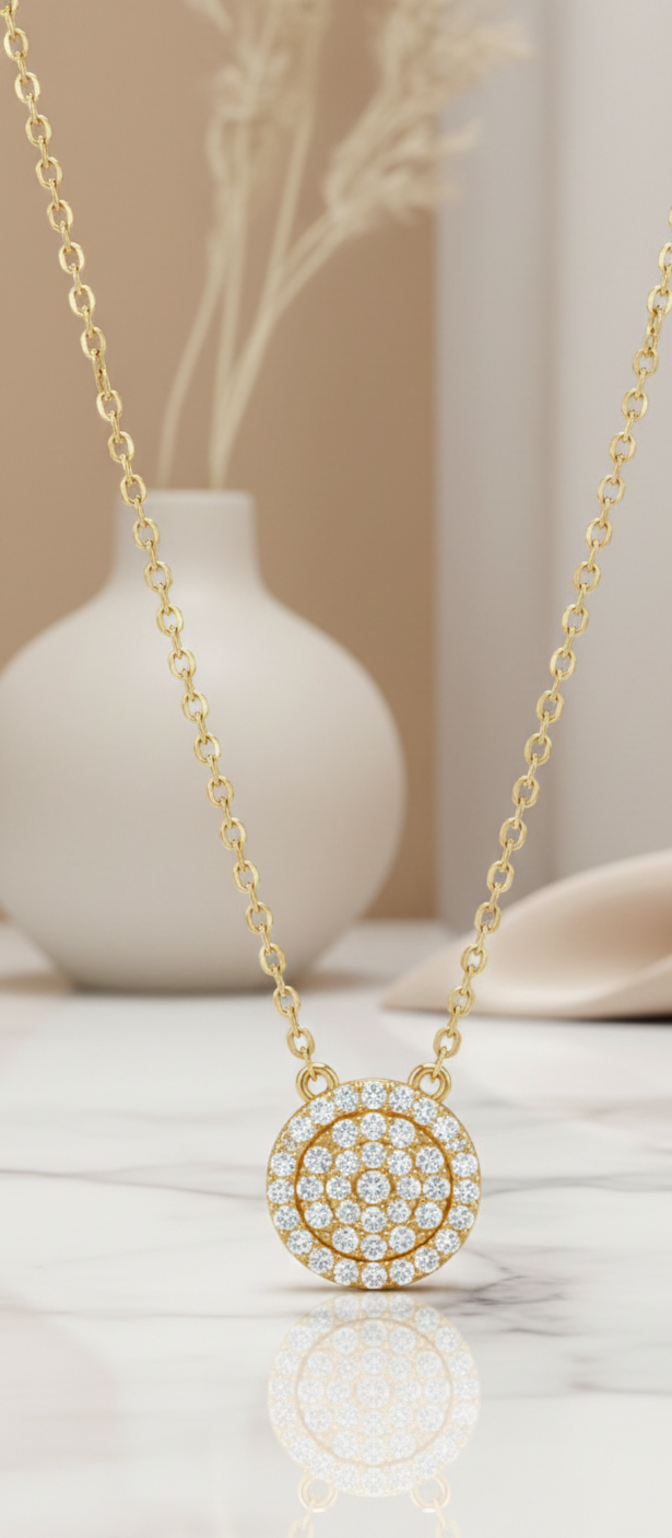 0.25 Ct Round Lab Diamond Halo Necklace – Bigger Look