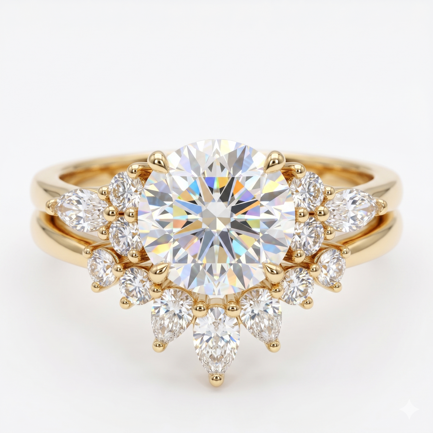 1.540ct Round cut Natural Diamond ring, Diamond Cluster ring