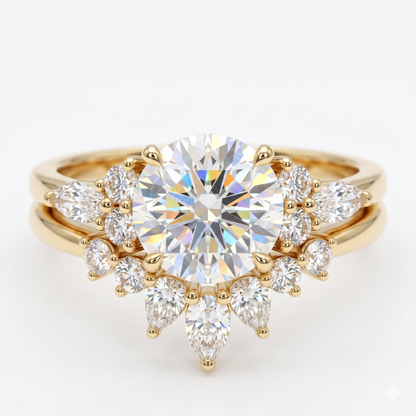 1.540ct Round cut Natural Diamond ring, Diamond Cluster ring