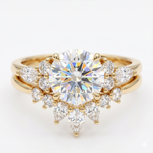 1.540ct Round cut Natural Diamond ring, Diamond Cluster ring