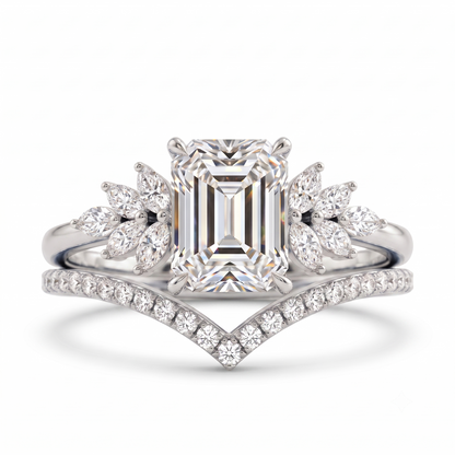 1.60 ct Emerald Cut Lab-Grown Engagement Ring Set