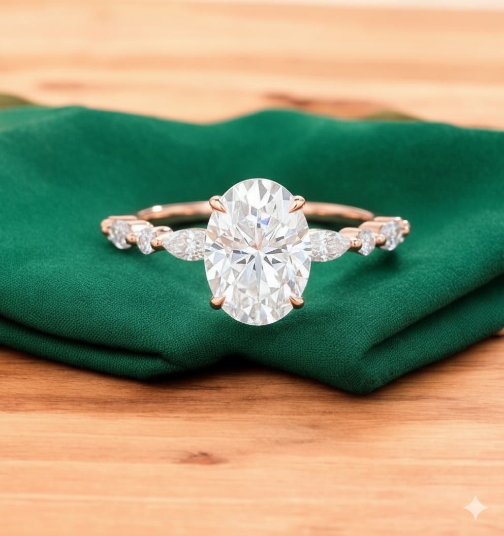 2.900 ct Oval Cut Lab Grown Diamond Engagement Ring