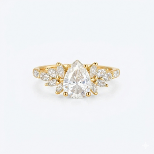 1.25 ct Pear Lab Diamond Engagement Ring | Vintage Floral