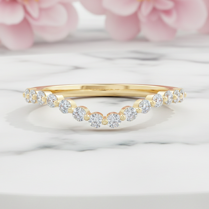 0.390Ct Lab Grown Diamond Floating Bubble Prong Band Curved Wedding Band