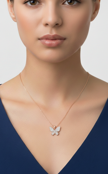 0.30 Ct Lab Grown Diamond Butterfly Pendant Necklace