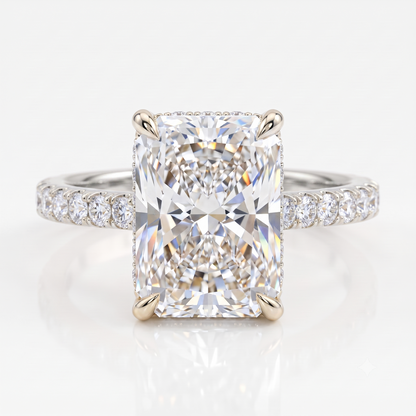 4 Carat Radiant Cut Engagement Ring Pave Solitaire