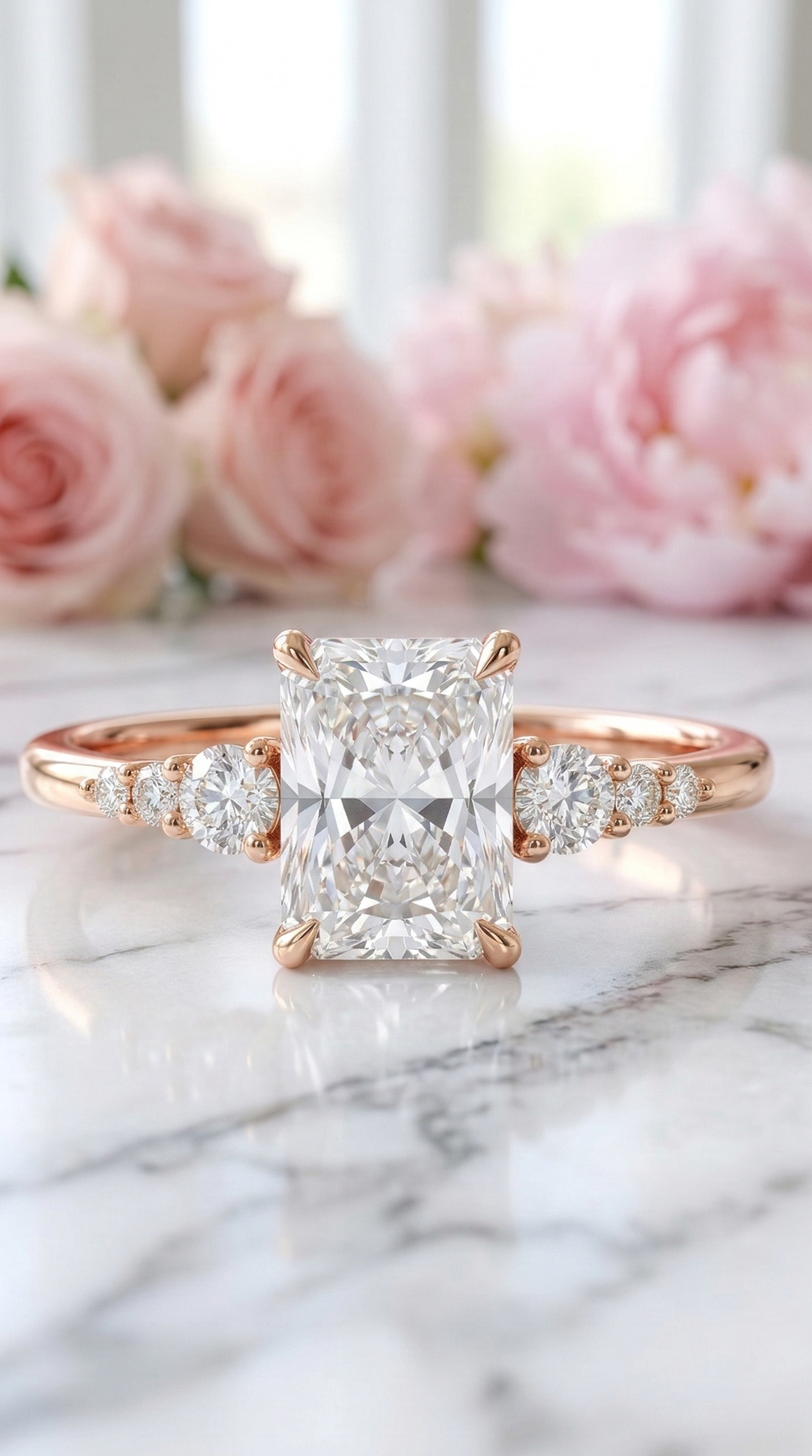 radiant cut lab grown diamond ring