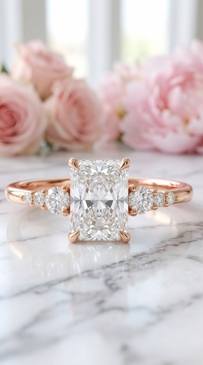 radiant cut lab grown diamond ring