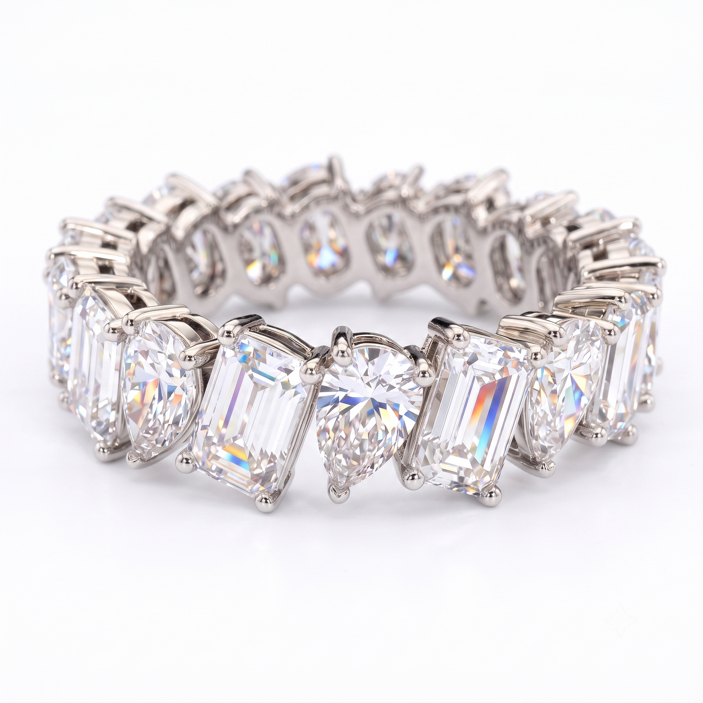 1.90 ct Emerald & Pear Lab Grown Diamond Eternity Wedding Band Ring