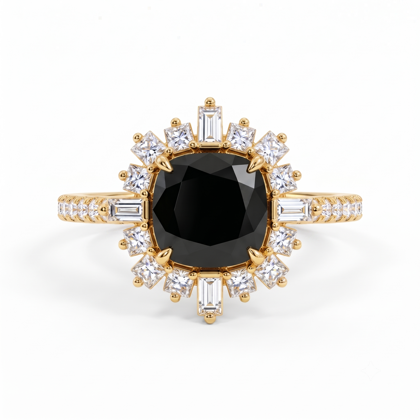1.50ct Elongated Cushion black onyx engagement ring