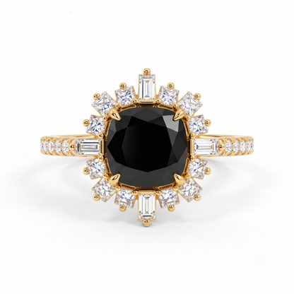 1.50ct Elongated Cushion black onyx engagement ring