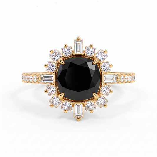 1.50ct Elongated Cushion black onyx engagement ring