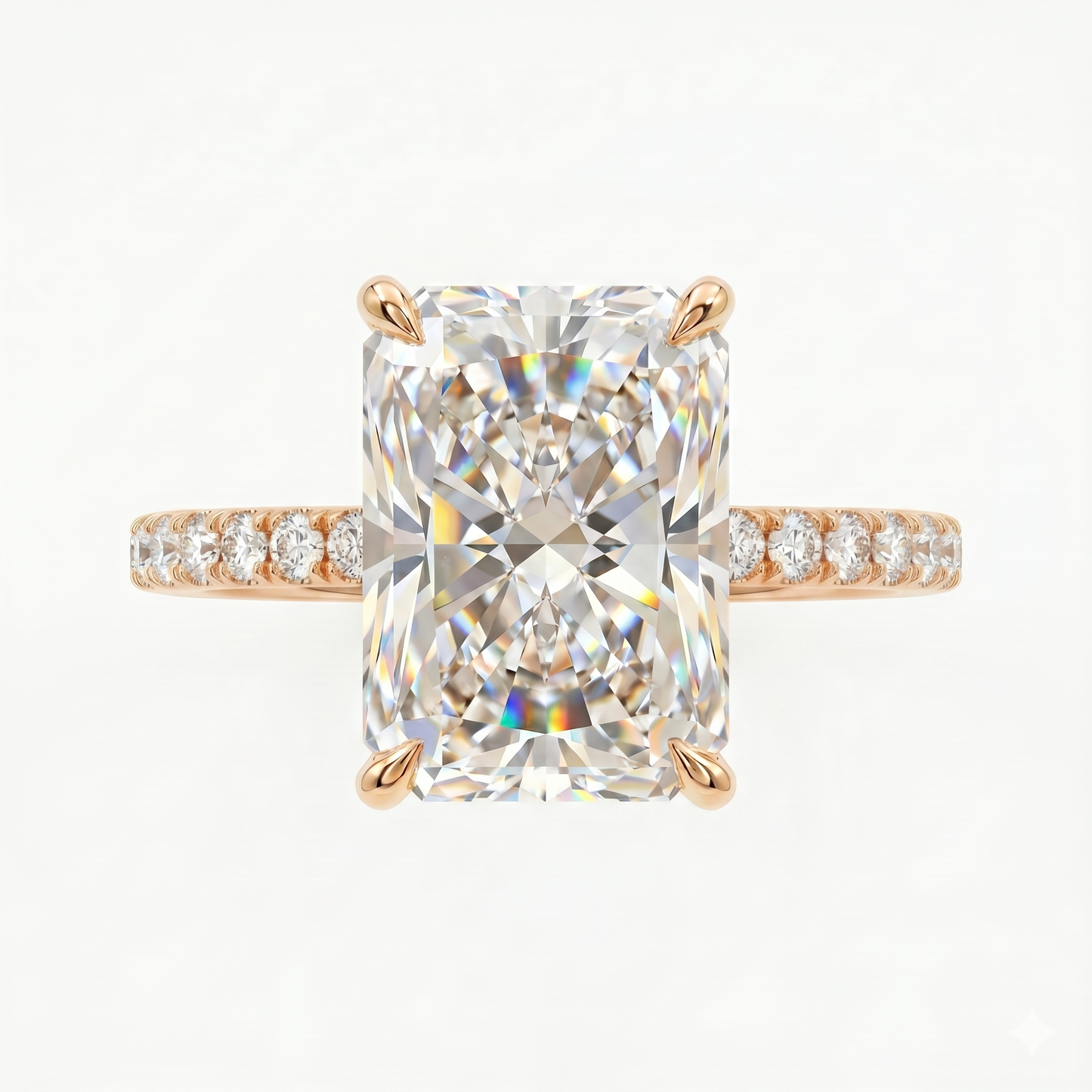 2.30 CT Radiant Cut Lab Grown Hidden Halo Diamond Engagement Ring