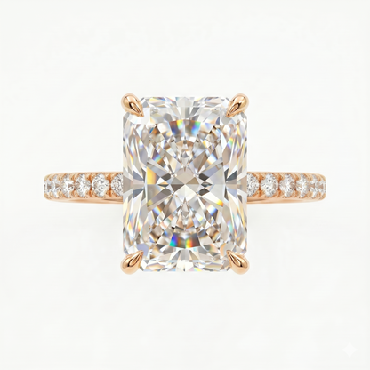 2.30 CT Radiant Cut Lab Grown Hidden Halo Diamond Engagement Ring