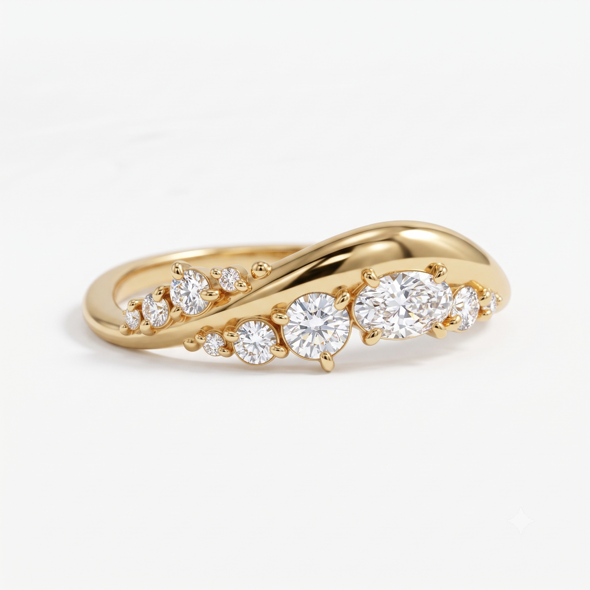 0.500 ct Oval & Round Cut Lab Grown Diamond Curved Wedding Band