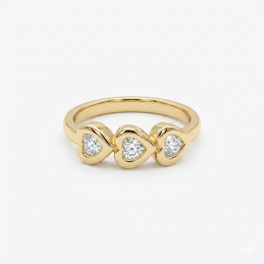 Heart Cut Lab-Grown Diamond Half Eternity Band, Perfect Promise Band For Women