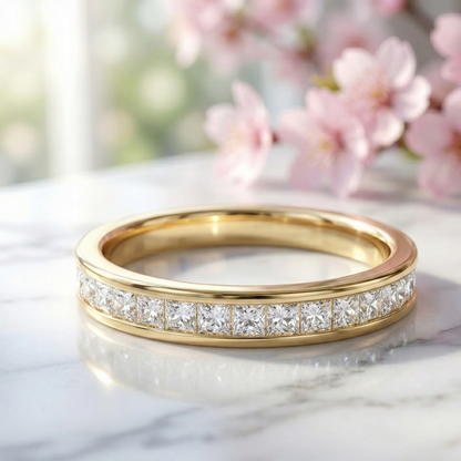 princess cut gold band
