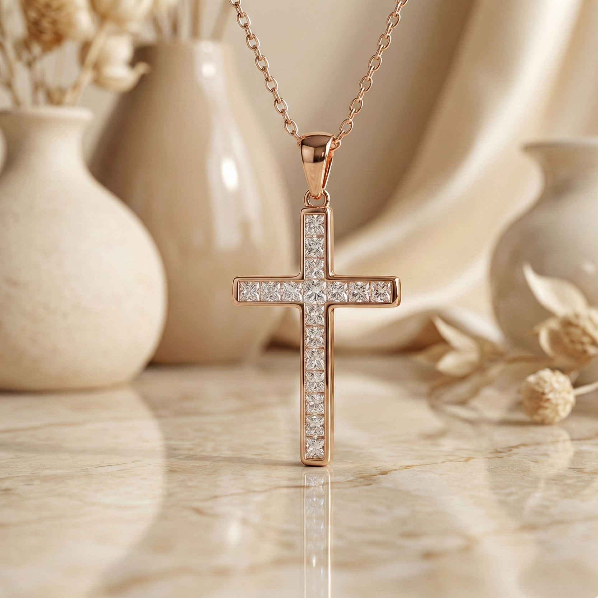 princess cut tennis necklace