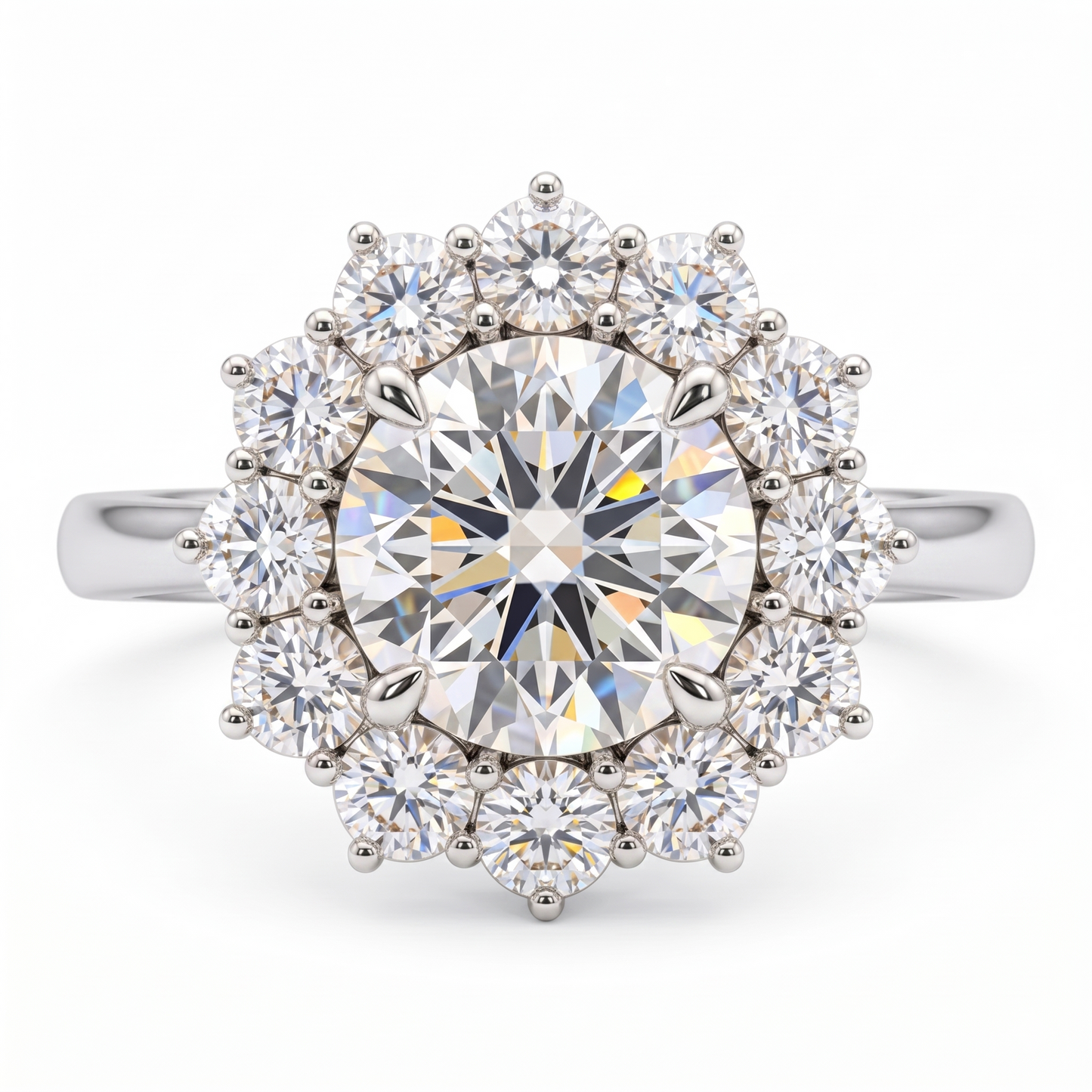 2.0CT Round Lab-Grown Diamond Halo Engagement Ring