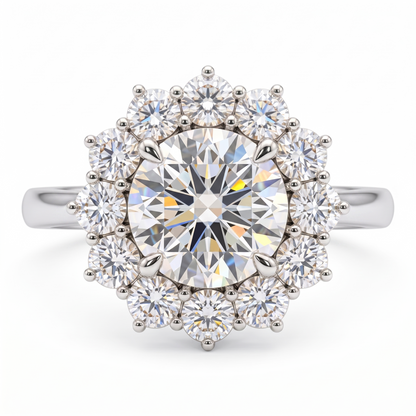 2.0CT Round Lab-Grown Diamond Halo Engagement Ring