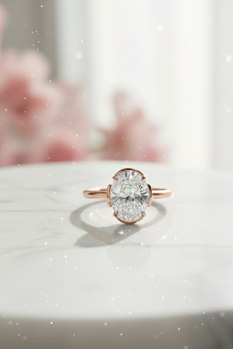 1.50 Carat Oval Lab-Grown Engagement Ring – 14K Gold Promise Ring