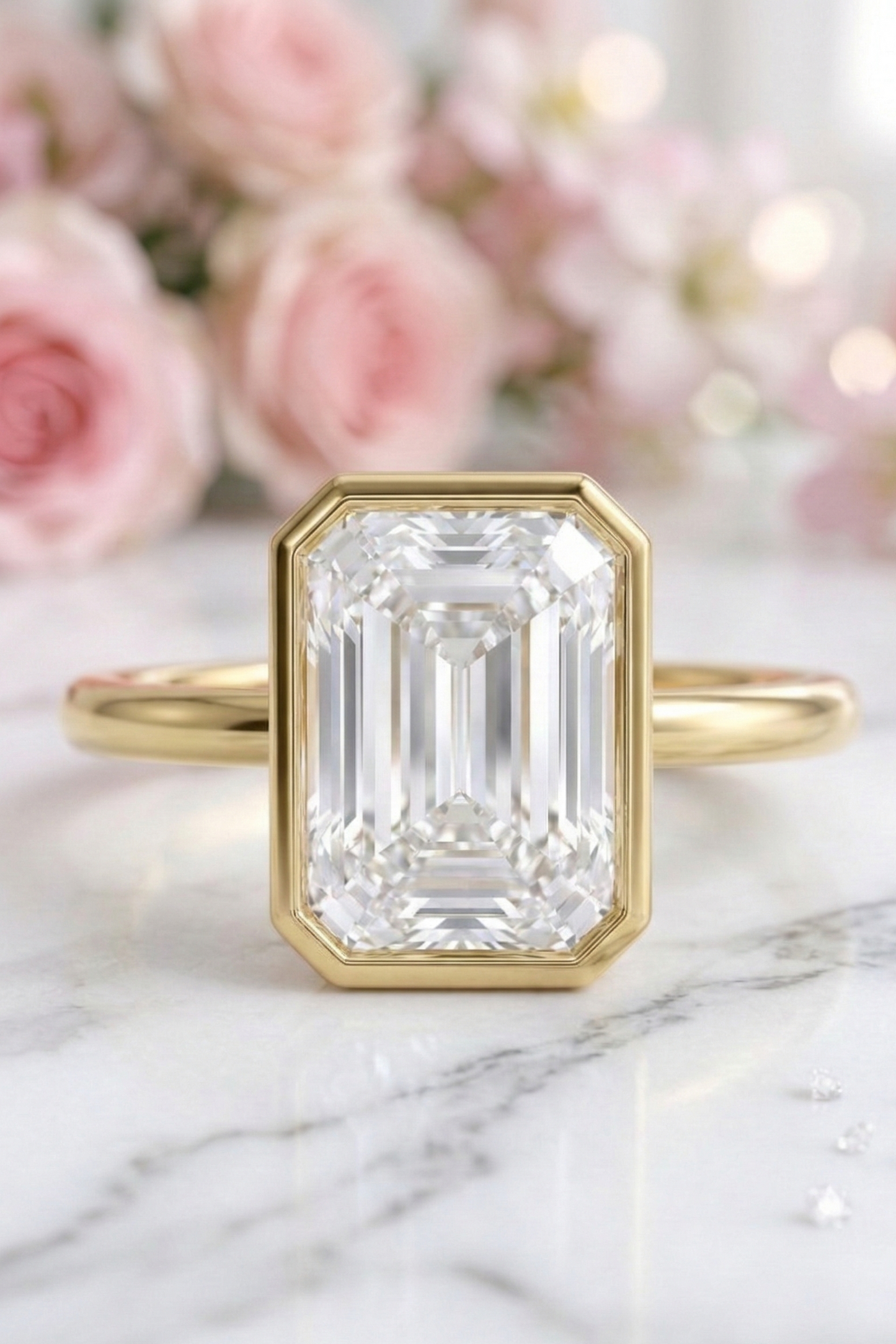 2 CT Emerald Cut Lab Diamond Bezel Engagement Ring