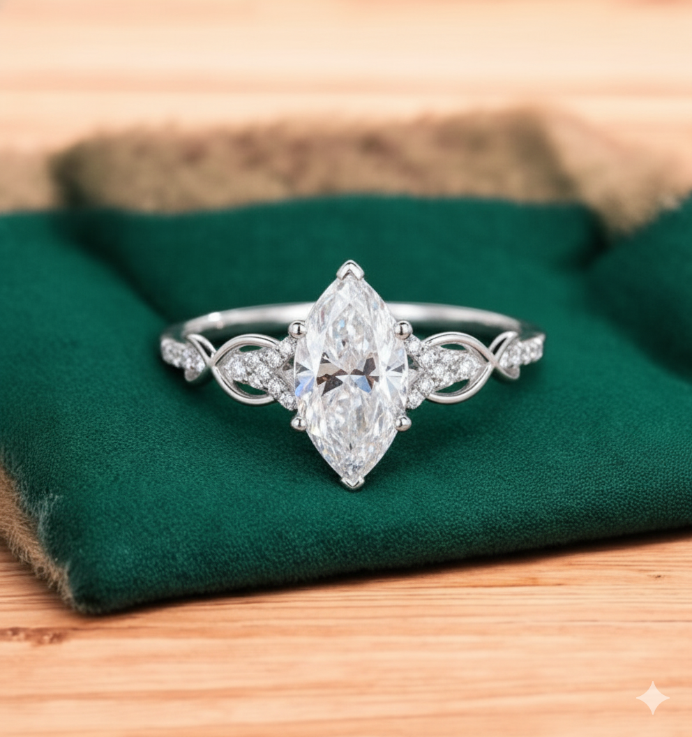 1.100 ct Marquise Lab Grown Diamond Engagement Ring